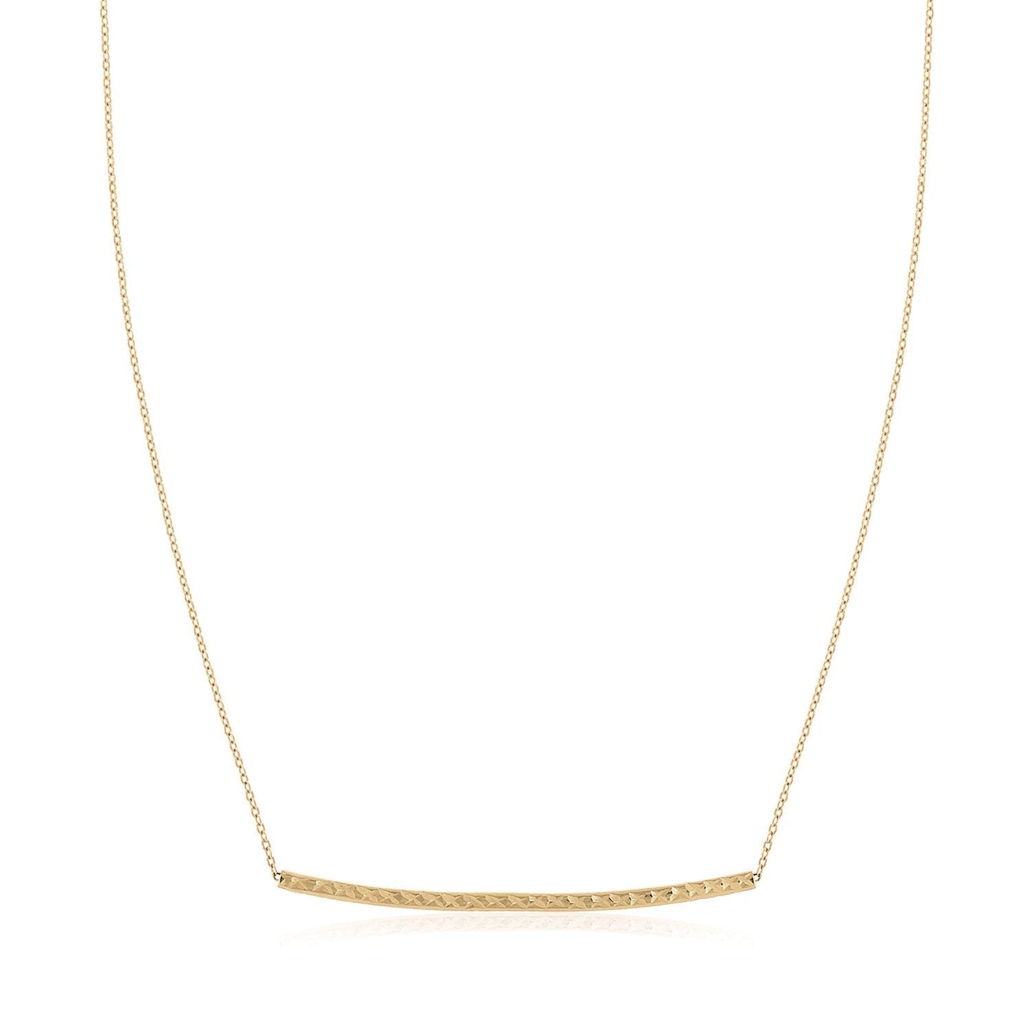 14k Yellow Gold Thin Textured Bar Necklace-0