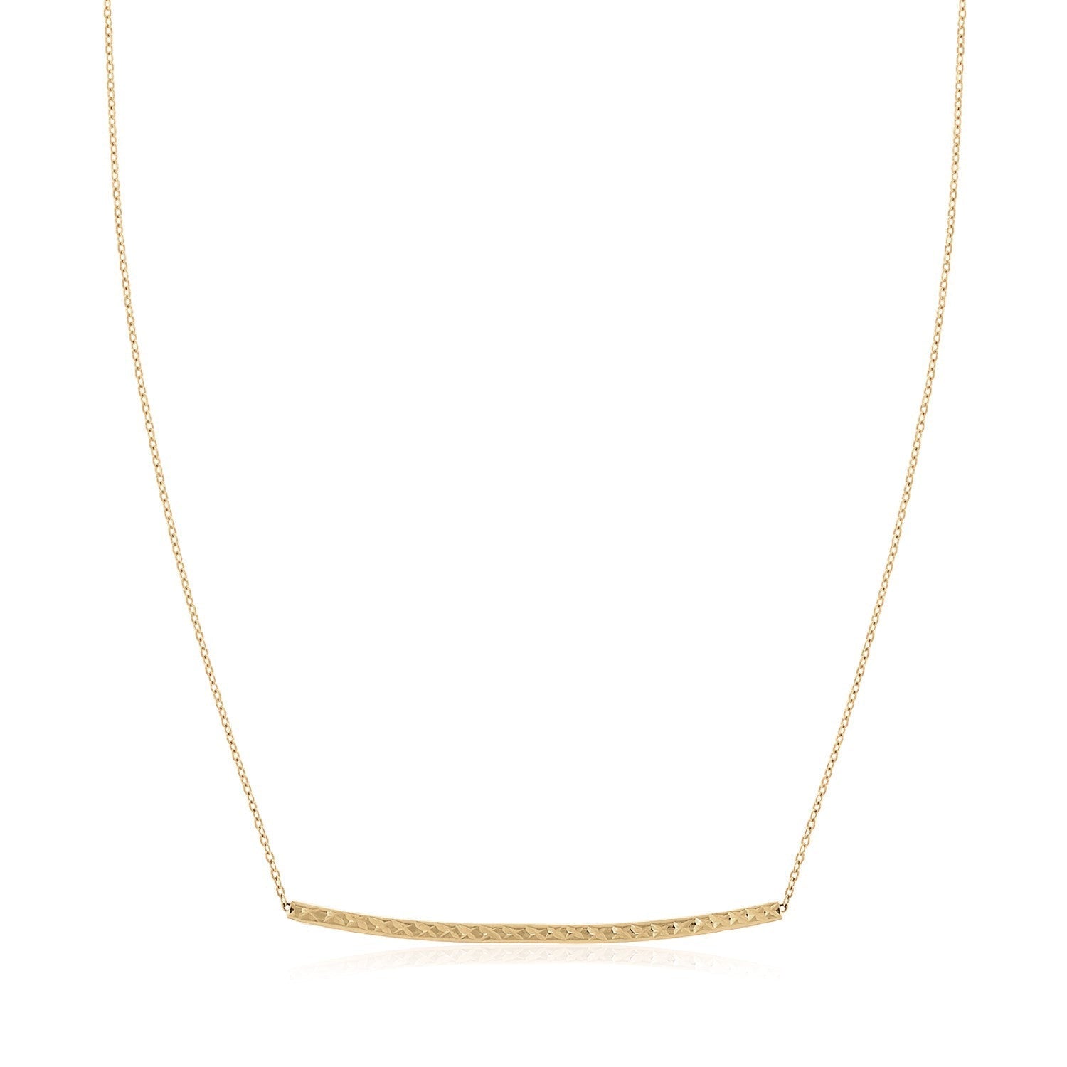 14k Yellow Gold Thin Textured Bar Necklace-0