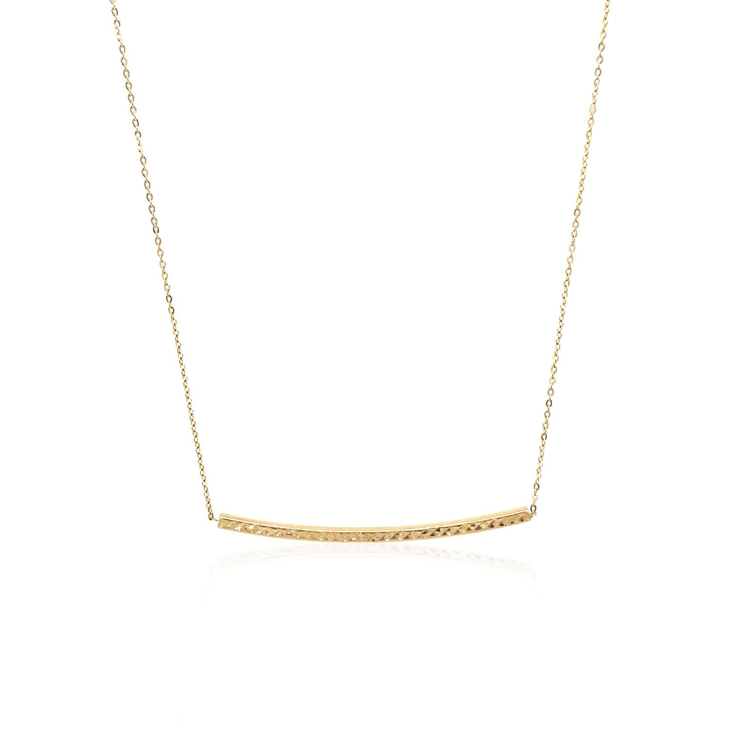 14k Yellow Gold Thin Textured Bar Necklace-1