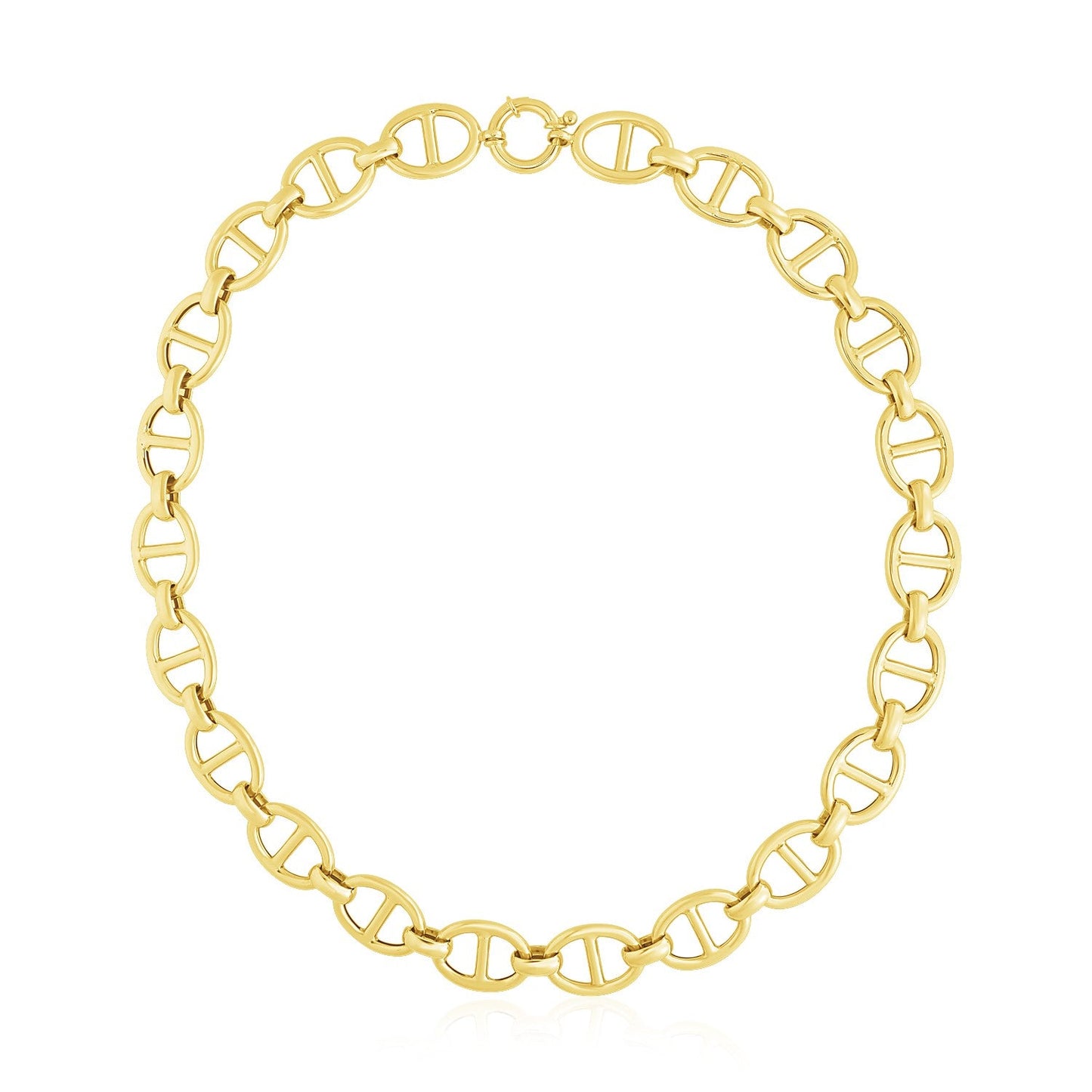 14k Yellow Gold High Polish Oval Mariner Link Necklace (13.8mm)-0