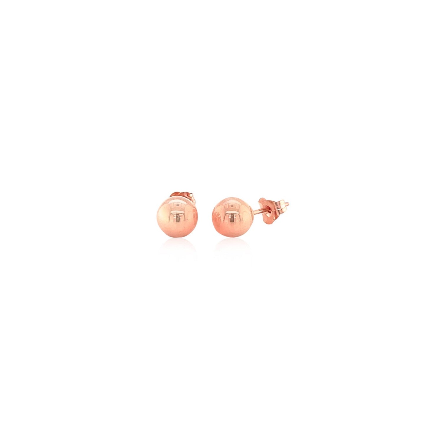 14k Rose Gold Classic Round Shape Stud Earrings (6.0 mm)-1