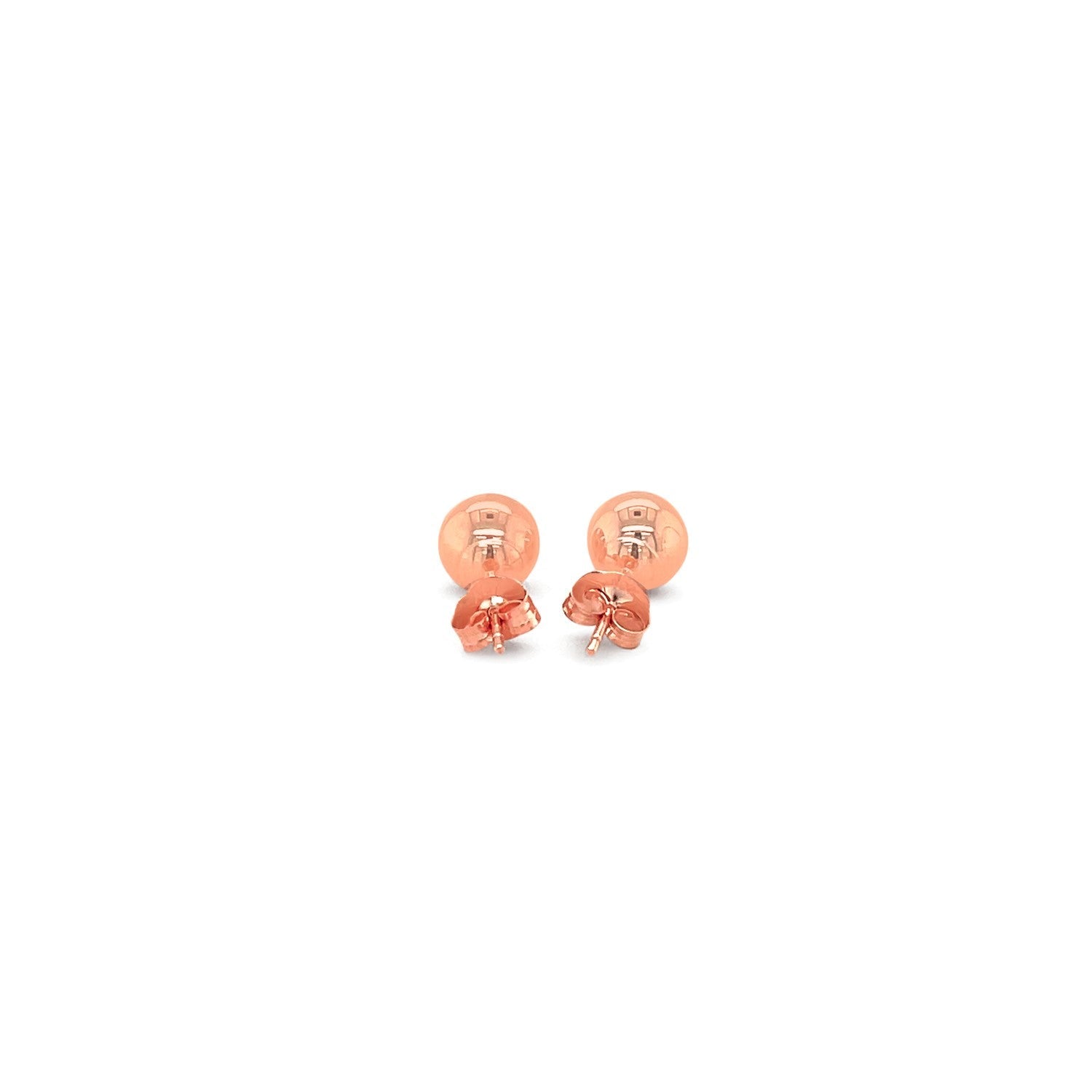 14k Rose Gold Classic Round Shape Stud Earrings (6.0 mm)-2