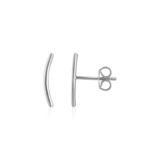 14k White Gold Curve Climber Post Earrings-0