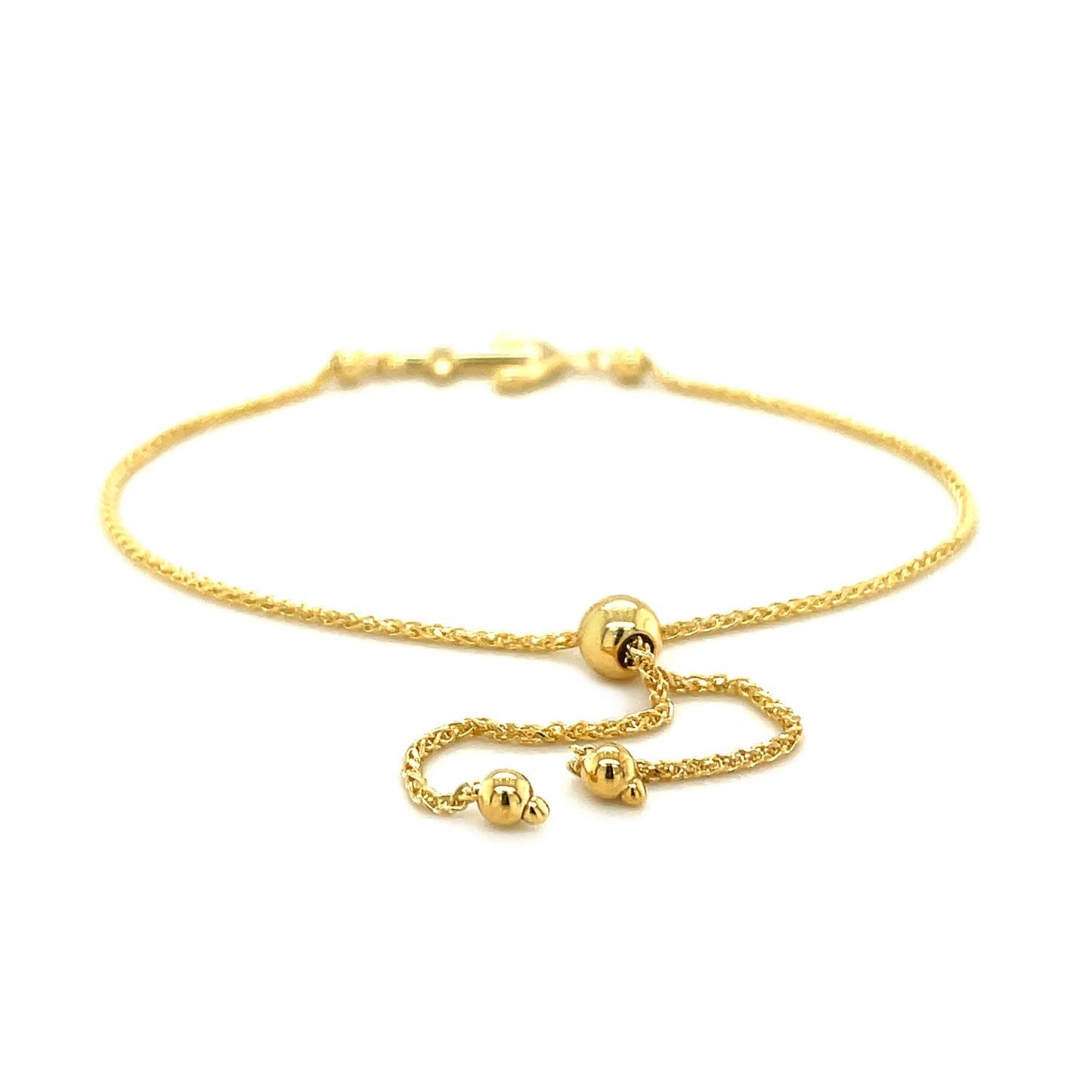 14k Yellow Gold Anchor Design Adjustable Lariat Bracelet-2