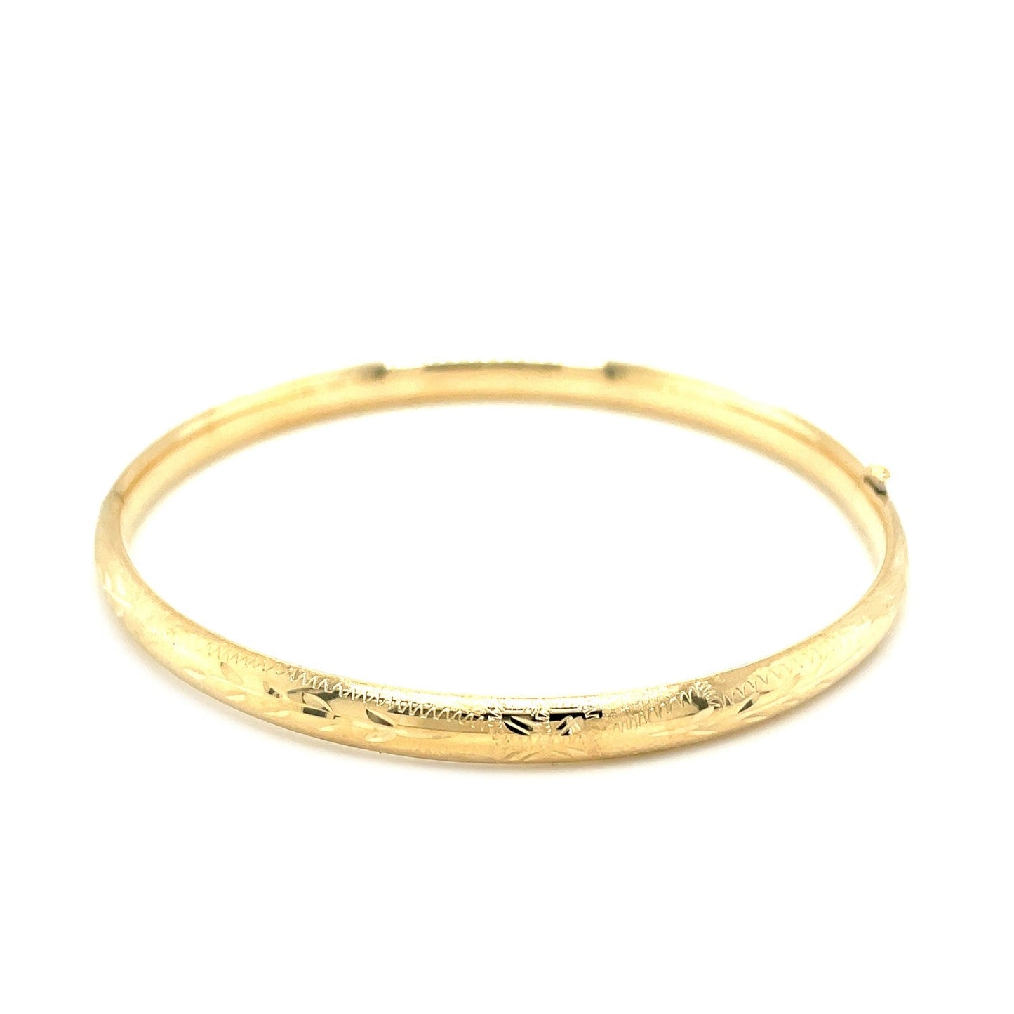 10k Yellow Gold Botanical Pattern Florentine Bangle-1