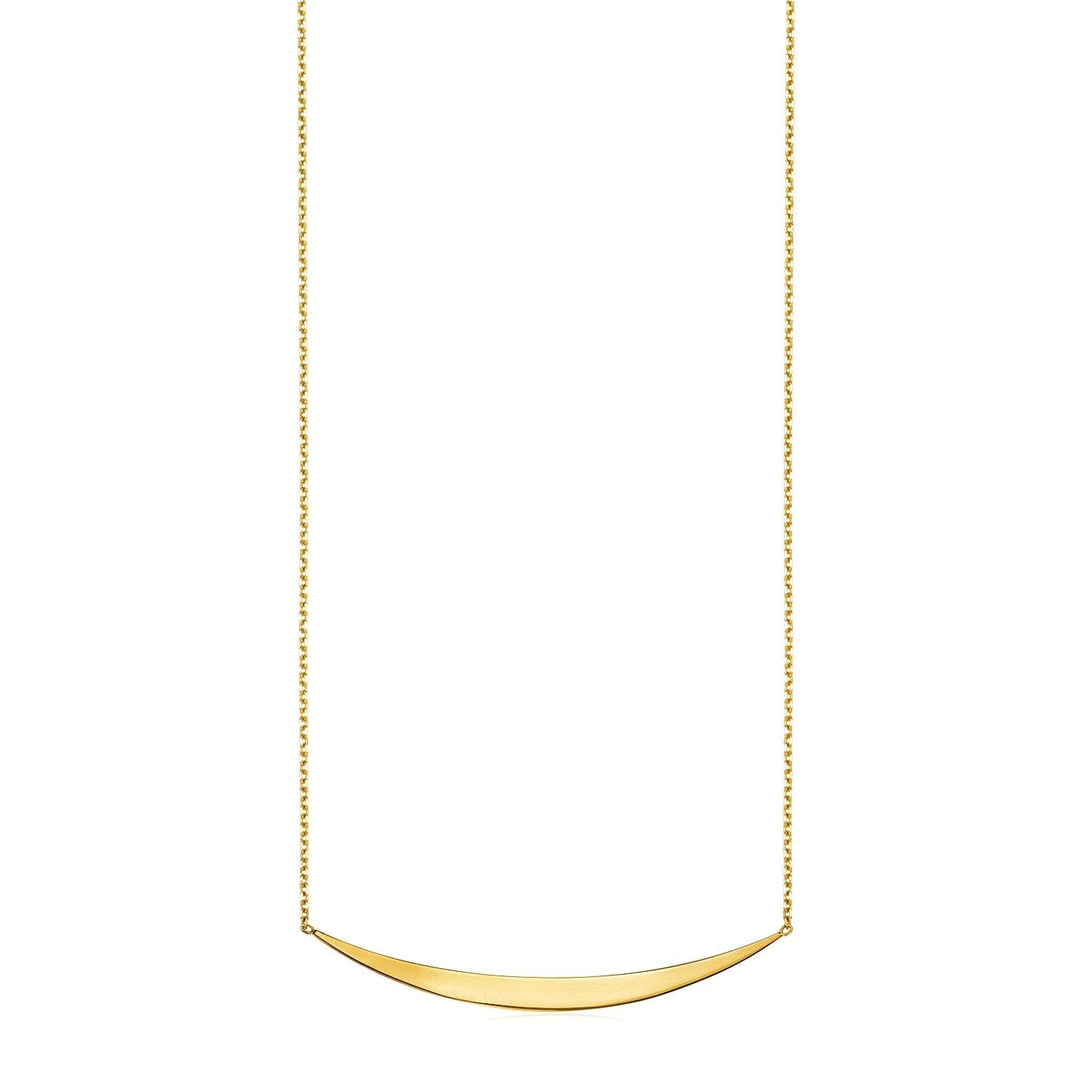 14k Yellow Gold Necklace with Polished Curved Bar Pendant-0