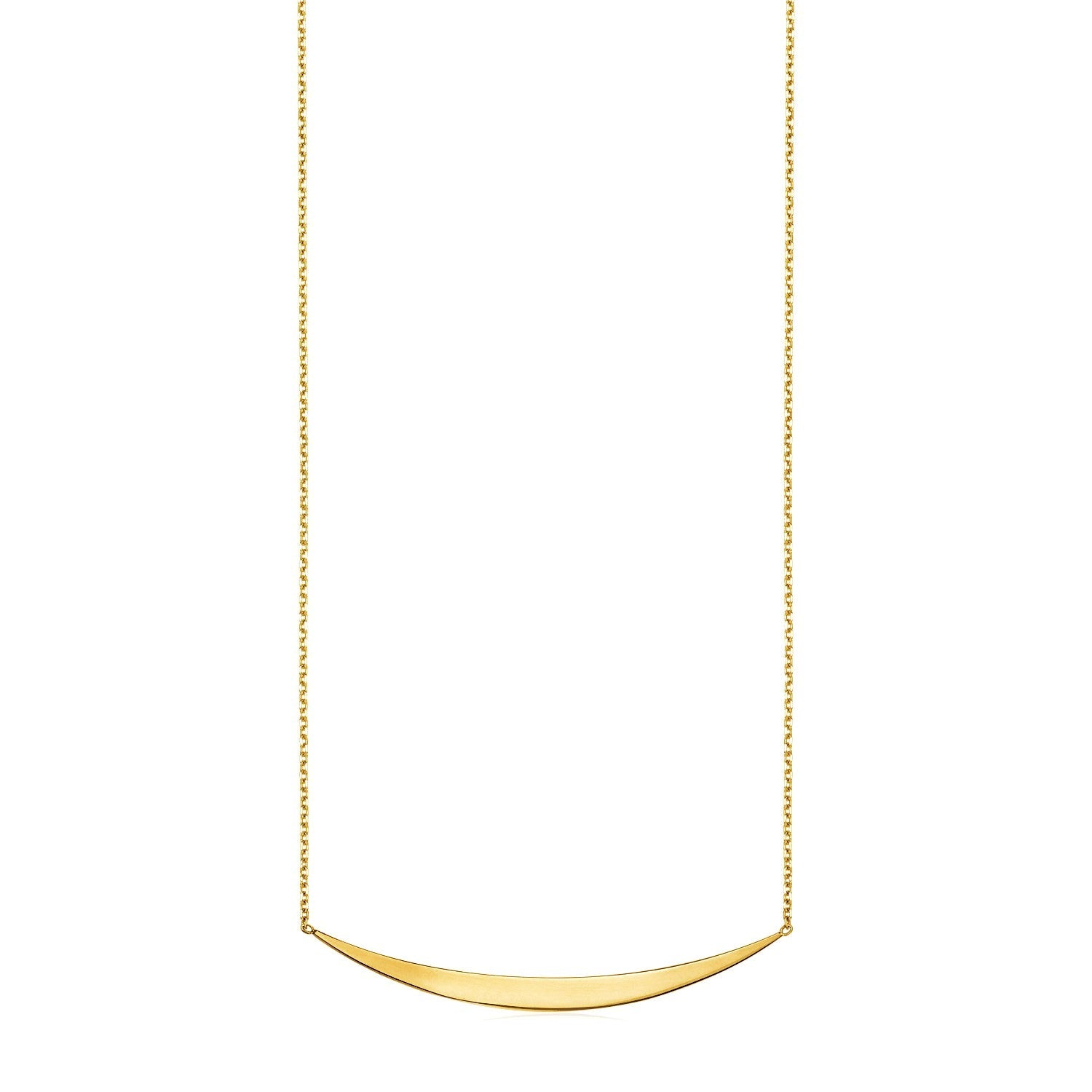 14k Yellow Gold Necklace with Polished Curved Bar Pendant-0