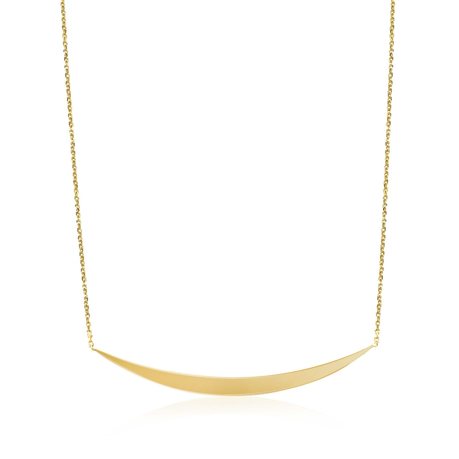 14k Yellow Gold Necklace with Polished Curved Bar Pendant-1