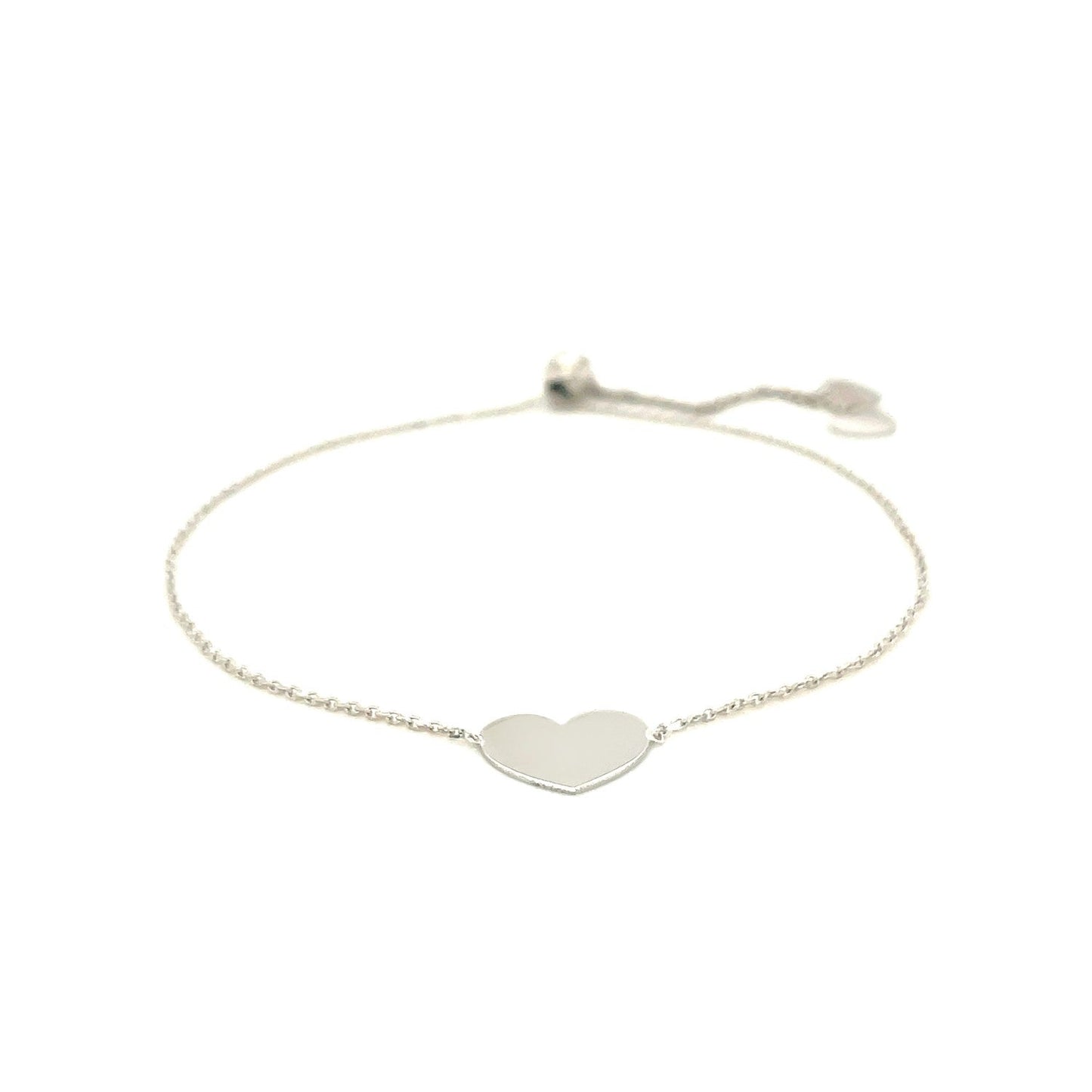 14k White Gold Adjustable Heart Bracelet-1