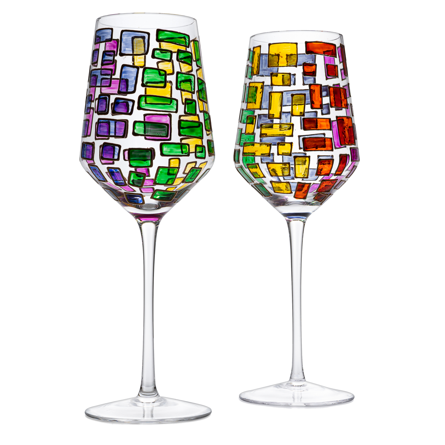 The Wine Savant Renaissance Stained Glass Windows, Artisanal Hand Painted Glassware Gift Idea Her, Him, Birthday, Mom, Housewarming, Gifts Ideas for Women & Men Art Deco (Stemmed Wine Glasses)-0