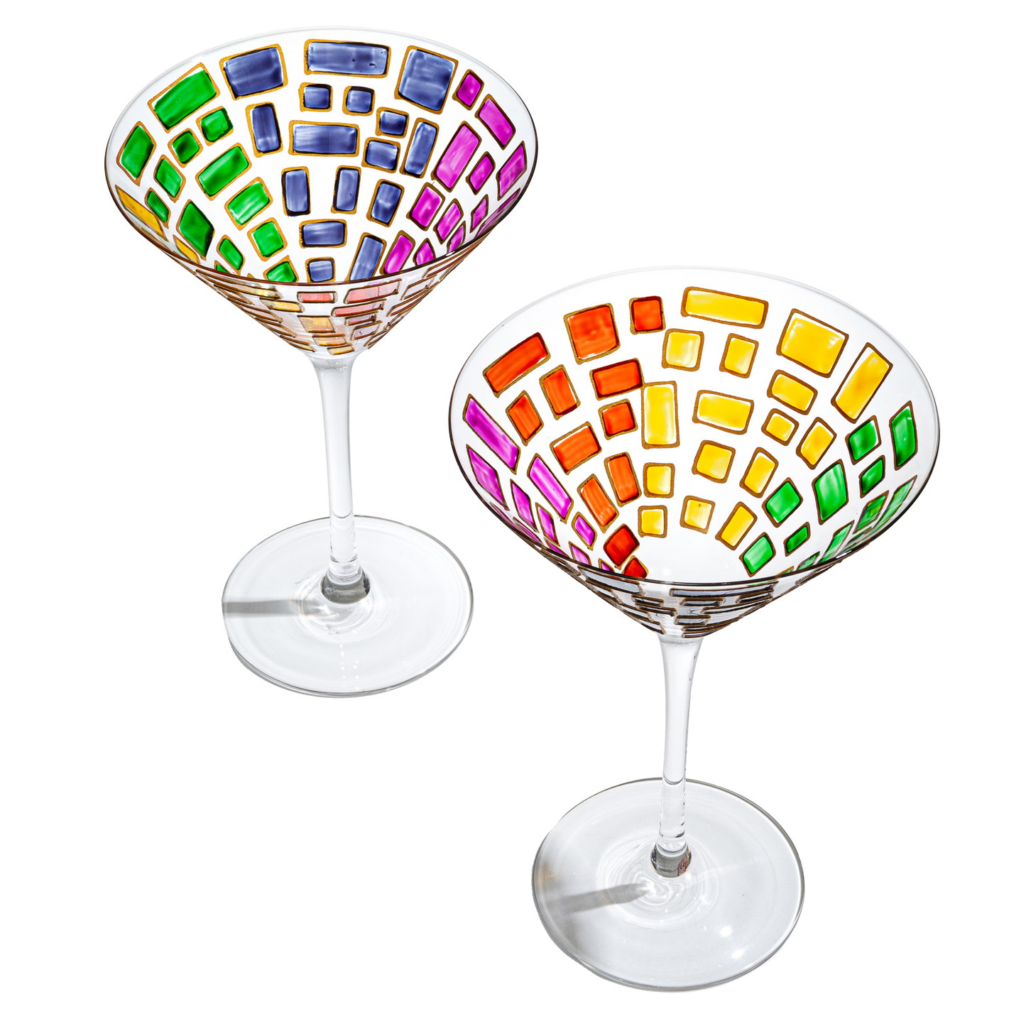 Renaissance Holiday Stained Glass Windows, Artisanal Hand Painted Glassware - The Wine Savant - Gift Idea Her, Him, Birthday, Mom, Housewarming, Gifts Ideas for Women & Men (Martini Glasses)-0