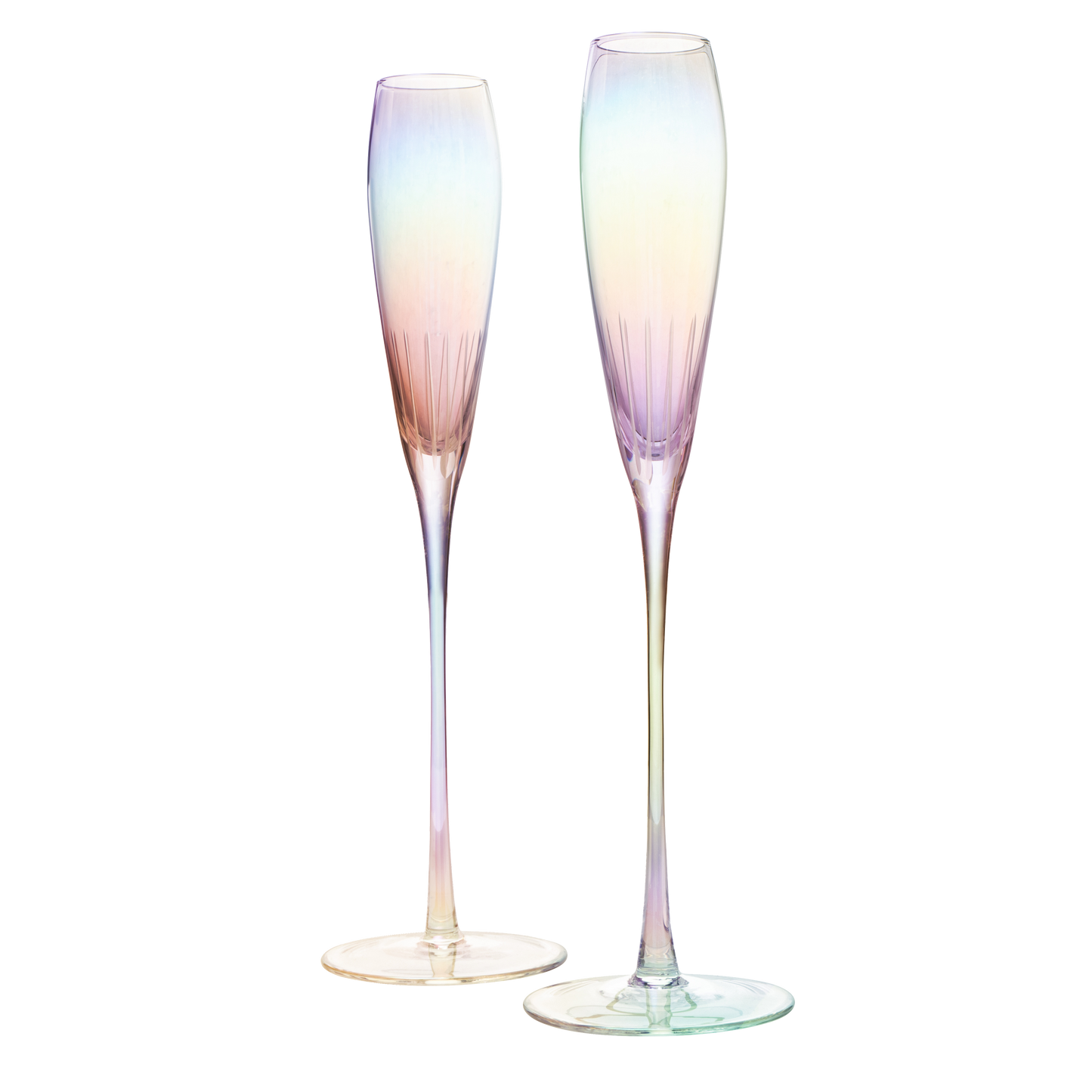 Parisian Performance Glassware French Paris Collection Crystal Pink Glasses, Red & White Wines - The Wine Savant - For Weddings Present Everyday Beautiful Gift Anniversary (Iridescent Champagne 2 set)-0