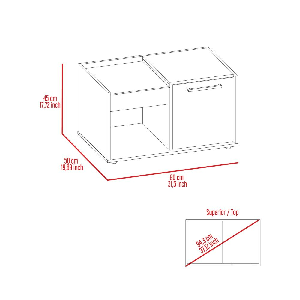 Coffee Table Dext, Single Door Cabinet, One Open Shelf, Dark Walnut Finish-7