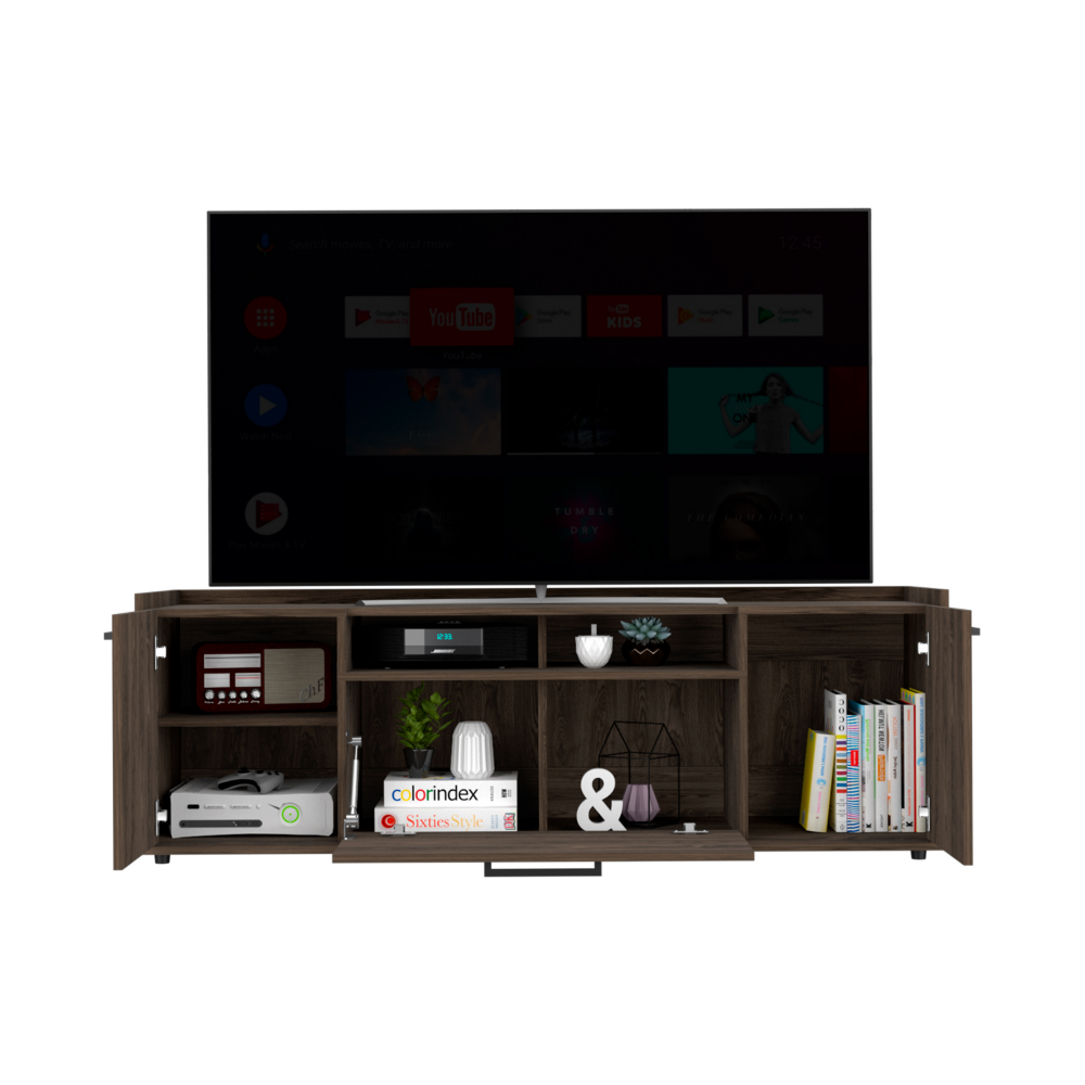 Tv Stand for TV´s up 55" Dext, One Cabinet, Double Door, Dark Walnut Finish-2