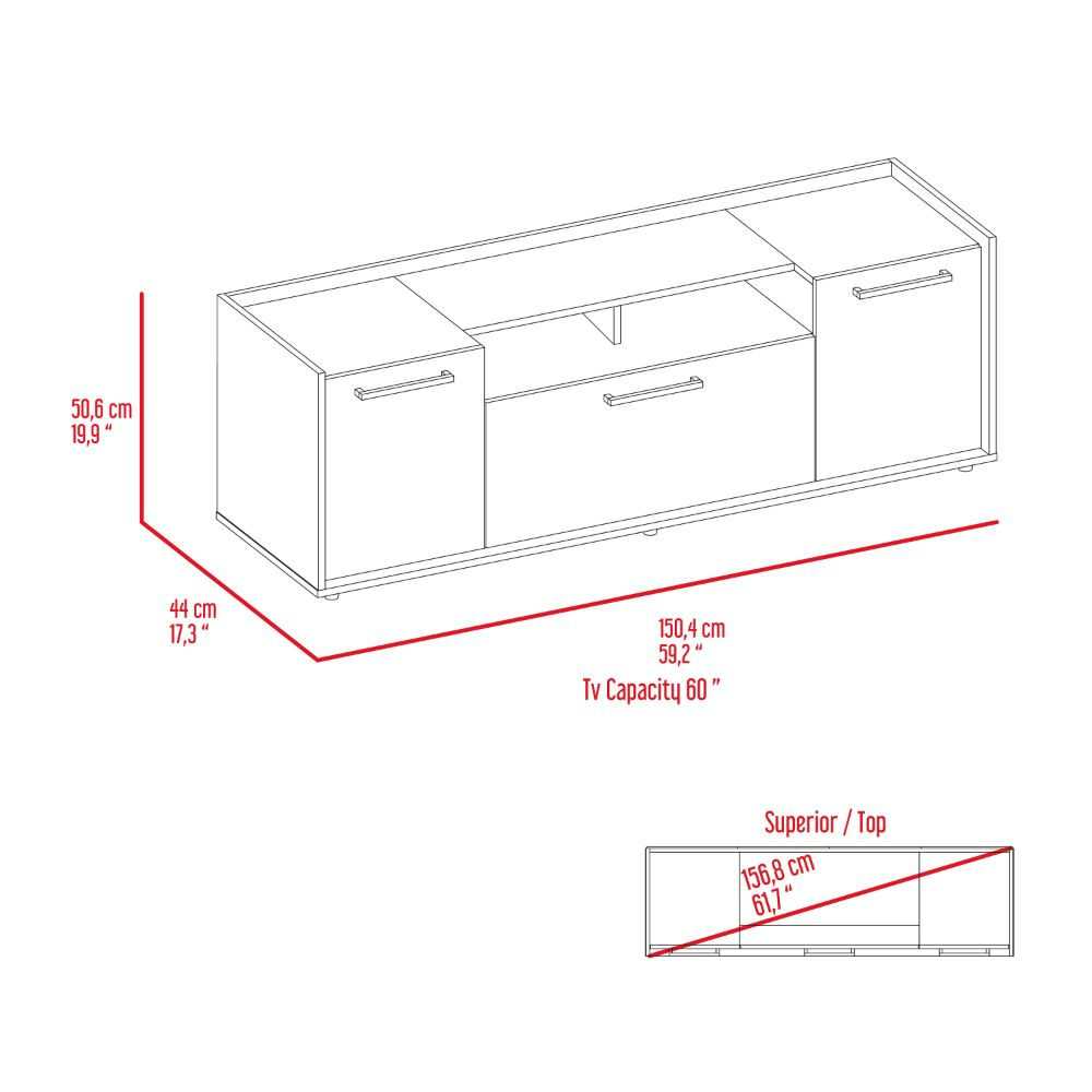 Tv Stand for TV´s up 55" Dext, One Cabinet, Double Door, Dark Walnut Finish-7