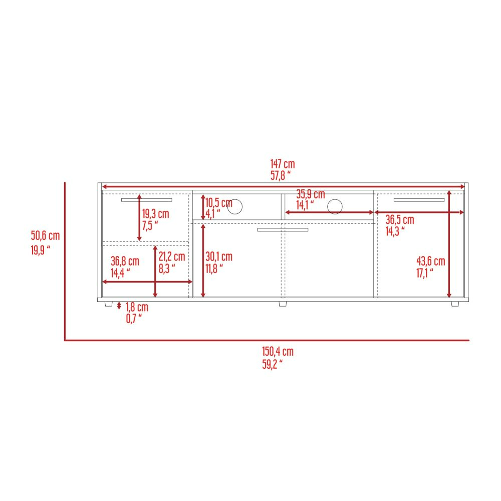 Tv Stand for TV´s up 55" Dext, One Cabinet, Double Door, Dark Walnut Finish-8