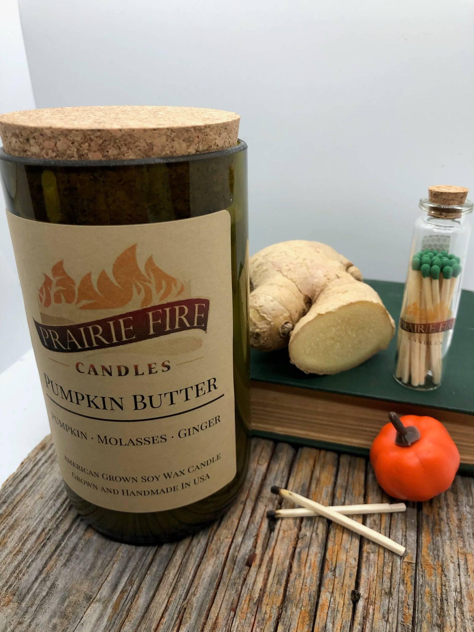 Pumpkin Butter Soy Wax Candle | Repurposed Wine Bottle Candle Natural Cork | Handmade in USA Candle | Eco-Friendly Candle | Non-Toxic Soy Candle-1