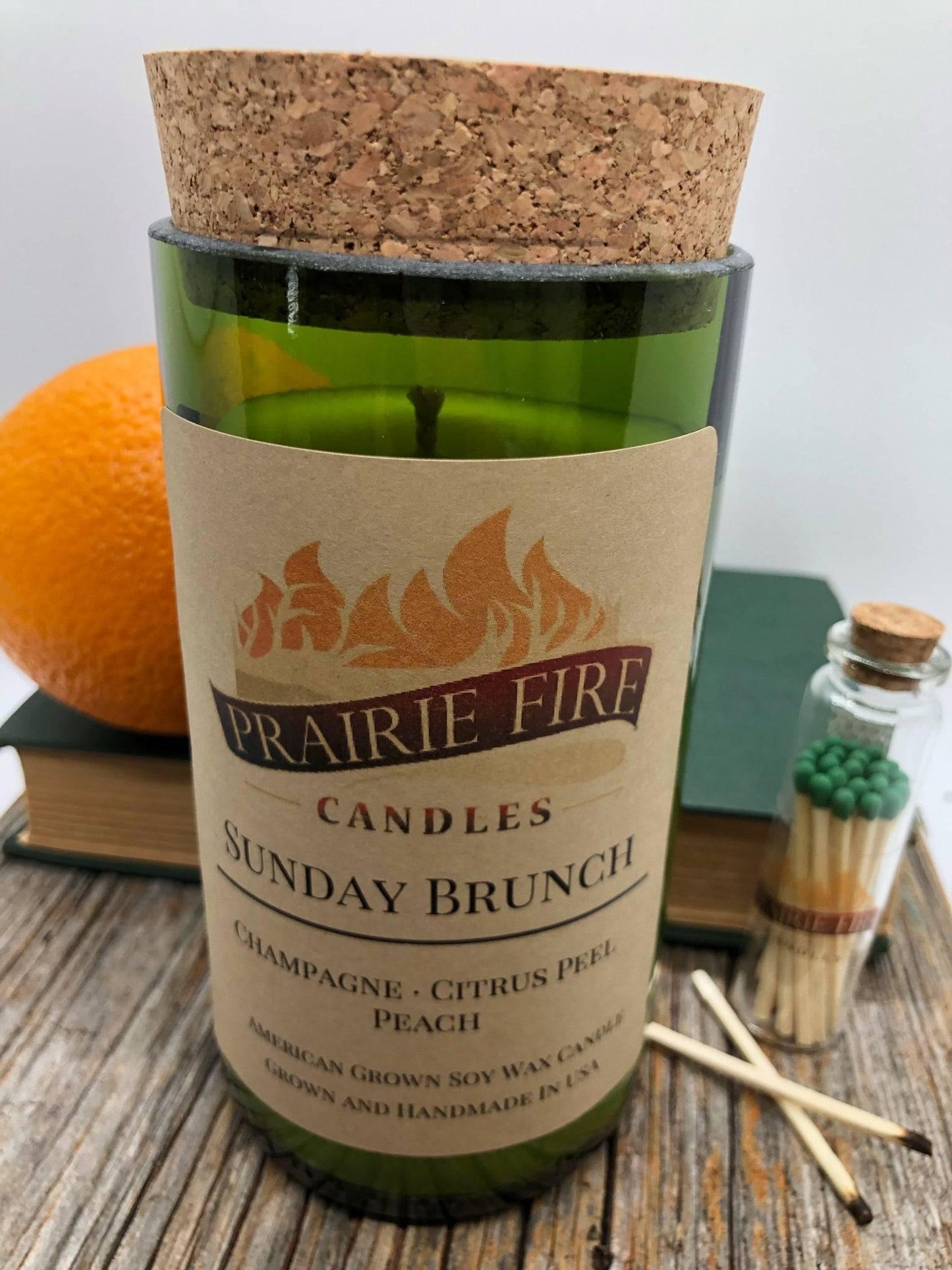 Sunday Brunch Soy Wax Candle | Repurposed Wine Bottle Candle Natural Cork | Handmade in USA Candle | Eco-Friendly Candle | Non-Toxic Soy Candle-1