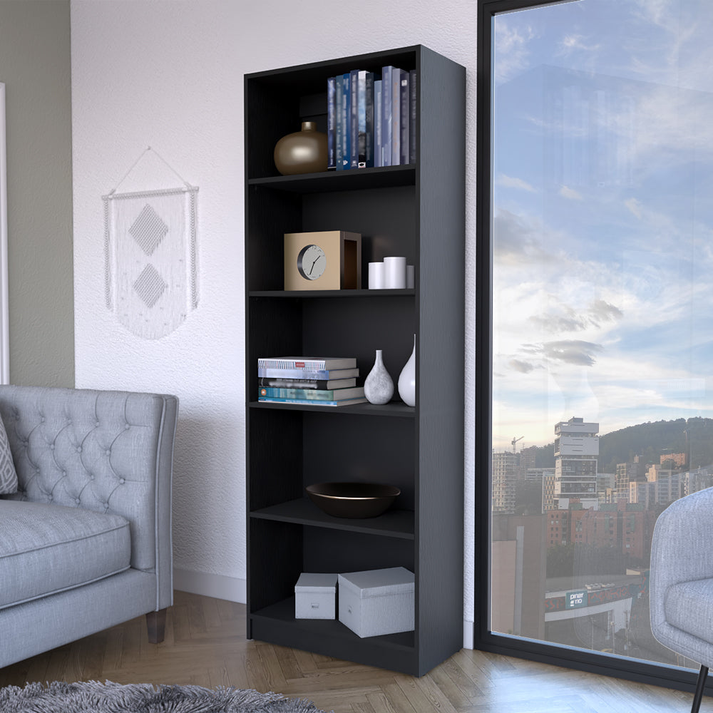 Bookcase 4-Shelves Benzoni, Ample Storage and Modern Design, Black Wengue Finish-0