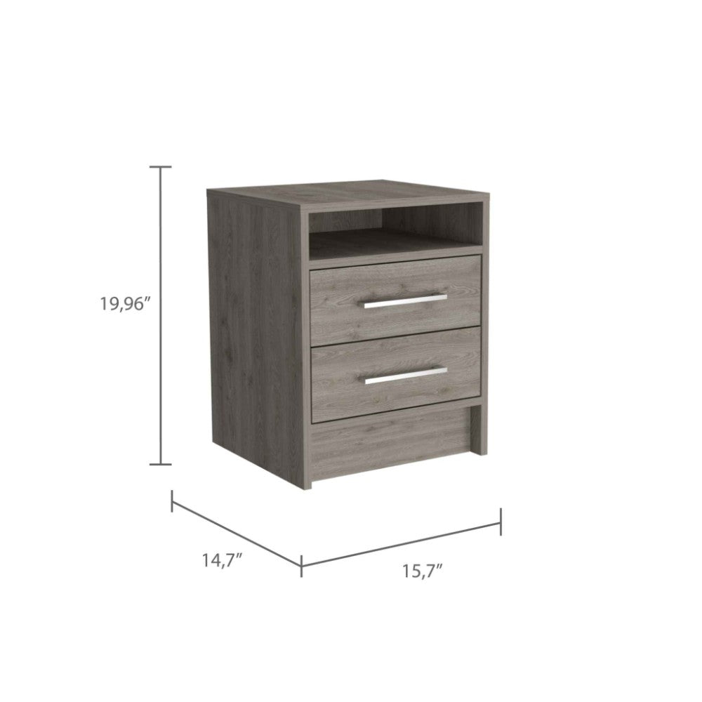 Nightstand Cartiz, Two Drawers, Light Gray Finish-5