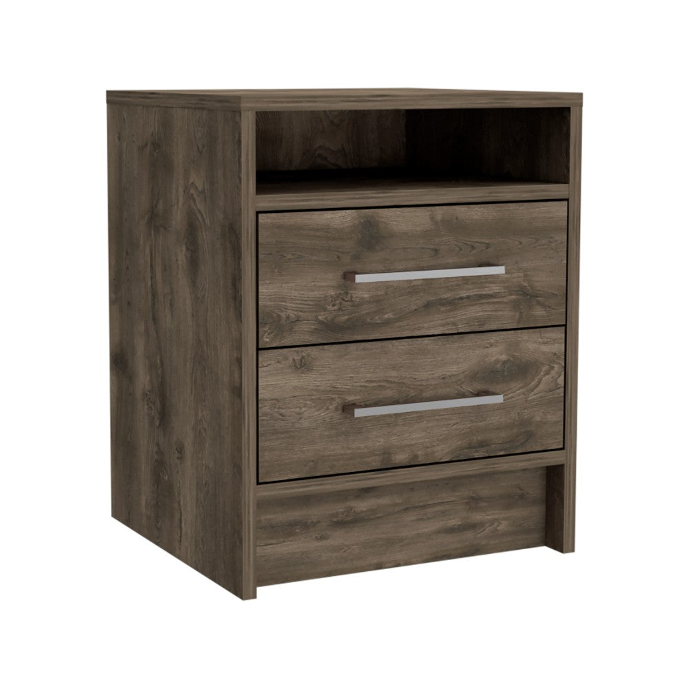 Nightstand Cartiz, Two Drawers, Dark Brown Finish-3