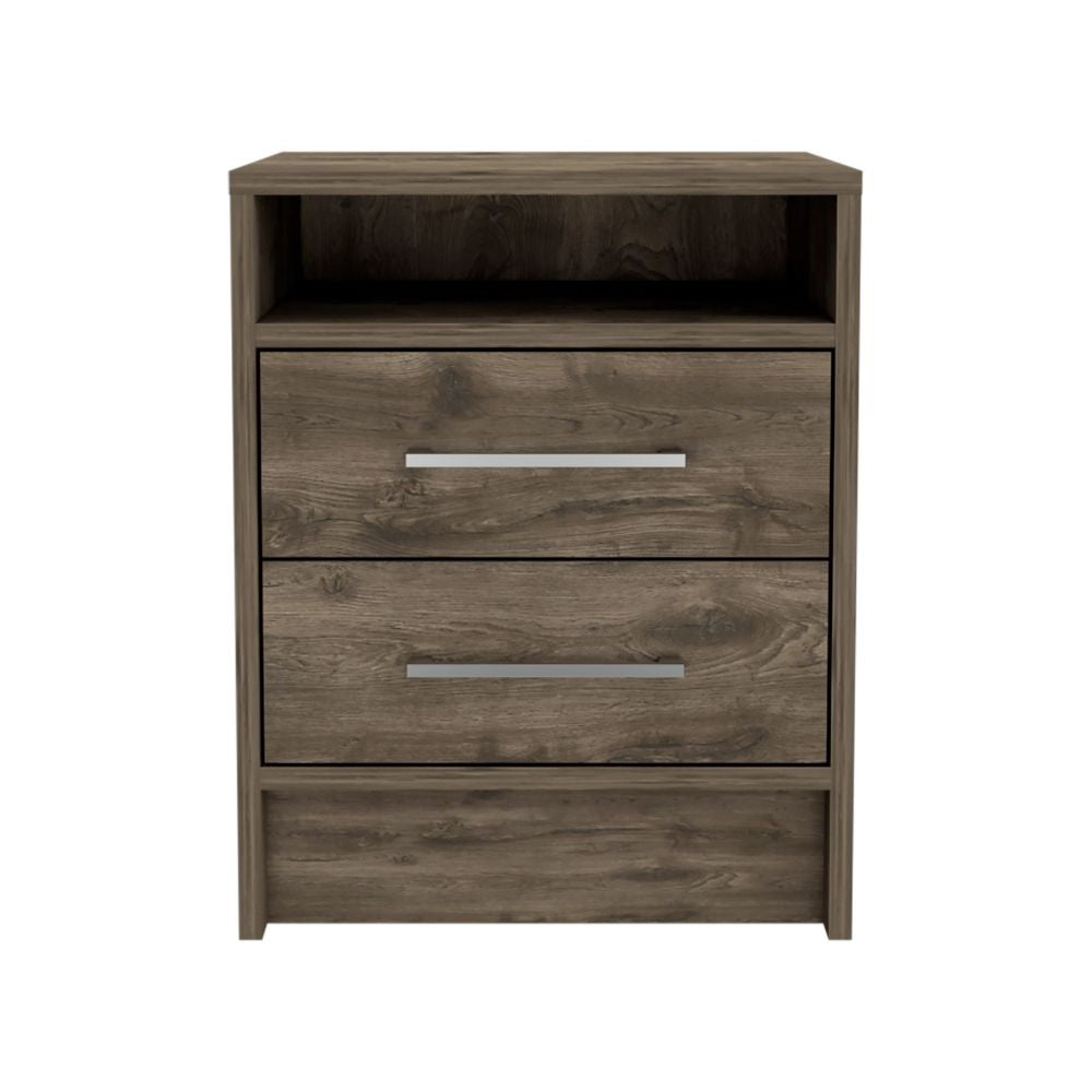 Nightstand Cartiz, Two Drawers, Dark Brown Finish-5