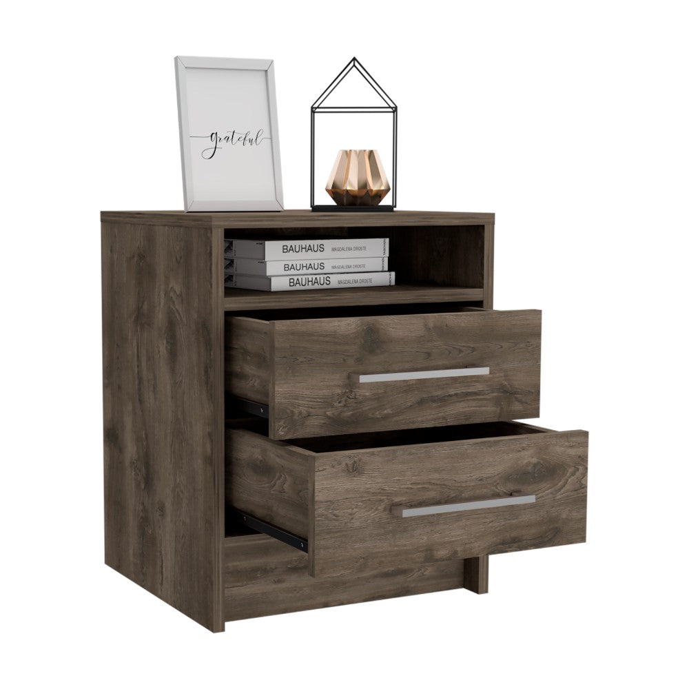 Nightstand Cartiz, Two Drawers, Dark Brown Finish-4