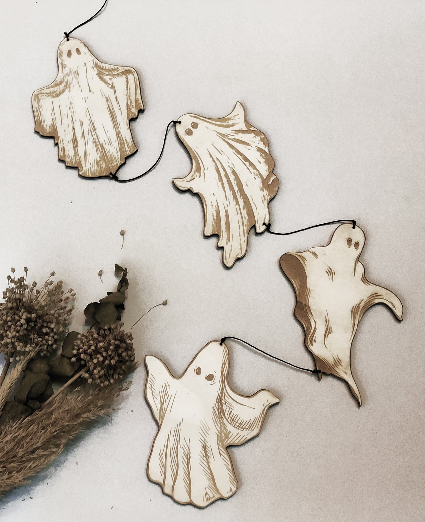 Ghosts Halloween Party Supply - Wooden Ornament - Home Decor-1