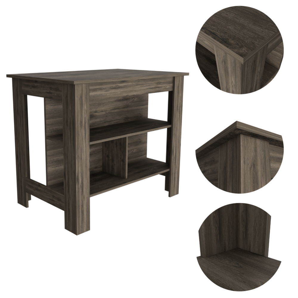 Kitchen Island Dozza, Three Shelves, Dark Brown Finish-5