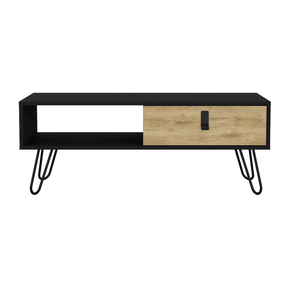 Magness Coffee Table: Dual-Tone Design with Storage, Black Wengue / Macadamia Finish-4