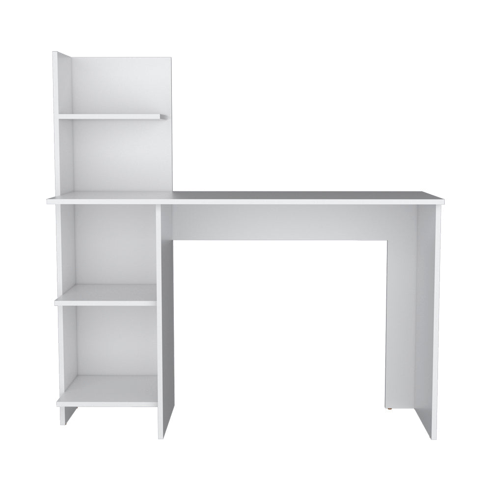 Desk Wichita,Desk, Four Shelves, White Finish-2