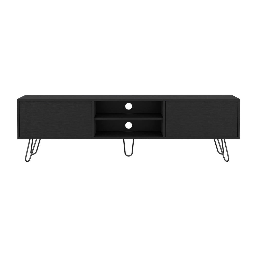 Tv Stand Franklin, Two Cabinets, Two Shelves, Black Wengue Finish-3