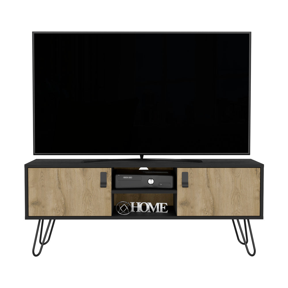 Tv Stand B Magness  Sleek Storage with Cabinets & Shelves, Black/Macadamia Finish-2