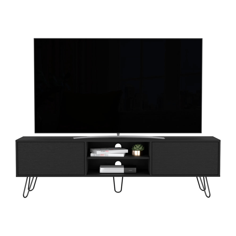 Tv Stand Franklin, Two Cabinets, Two Shelves, Black Wengue Finish-5