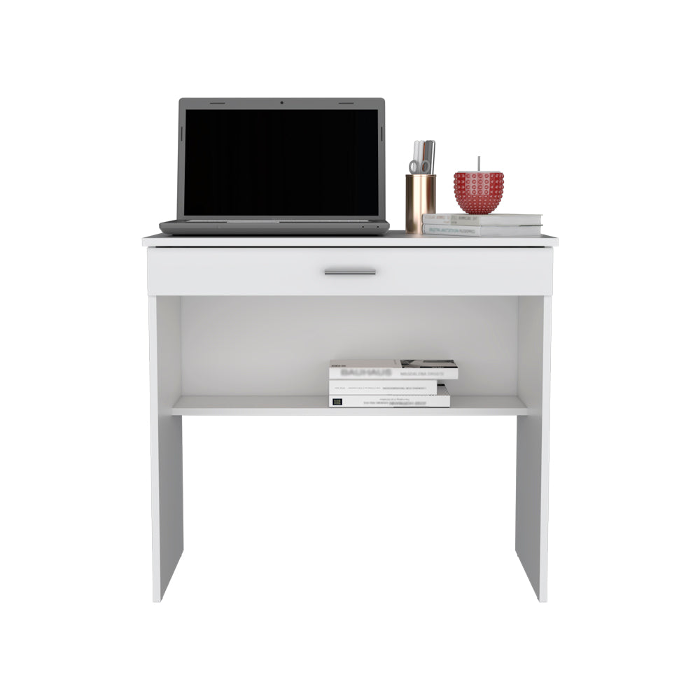 Desk Eden, One Open Shelf, One Drawer, White Finish-3