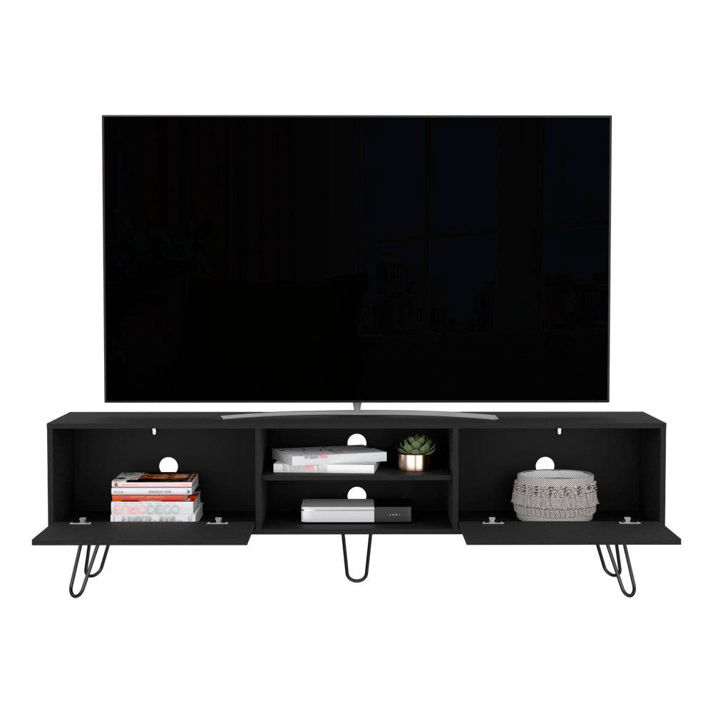 Tv Stand Franklin, Two Cabinets, Two Shelves, Black Wengue Finish-1