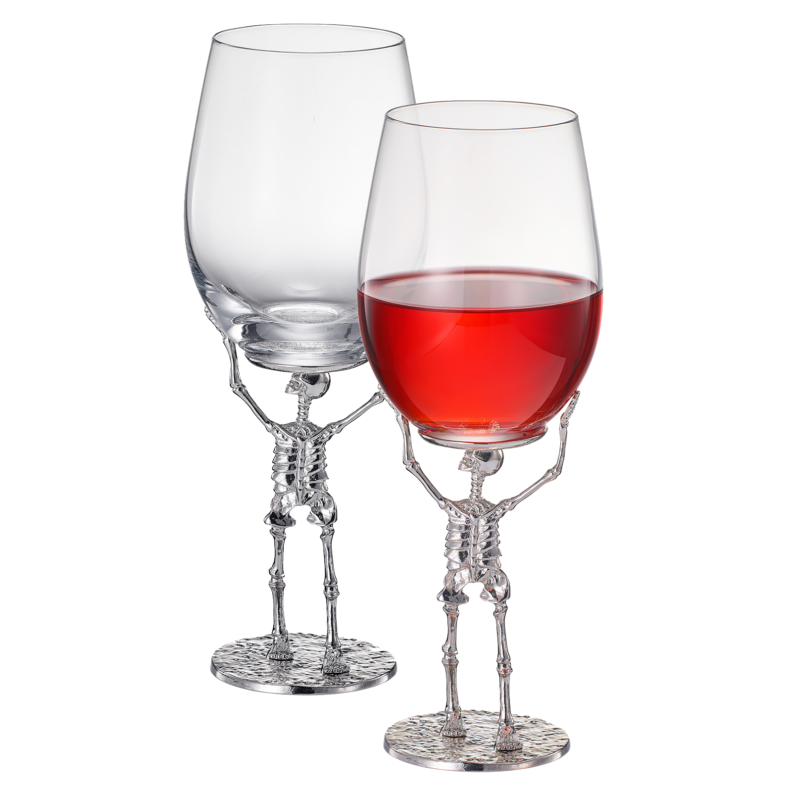 Stemmed Skeleton Wine Glass | Set of 2 | 19oz Halloween Skeleton Glasses 10" H, Goth Gifts, Skeleton Gifts, Skeleton Decor, Spooky Wine Gift Set, Perfect for Halloween Themed Parties-0