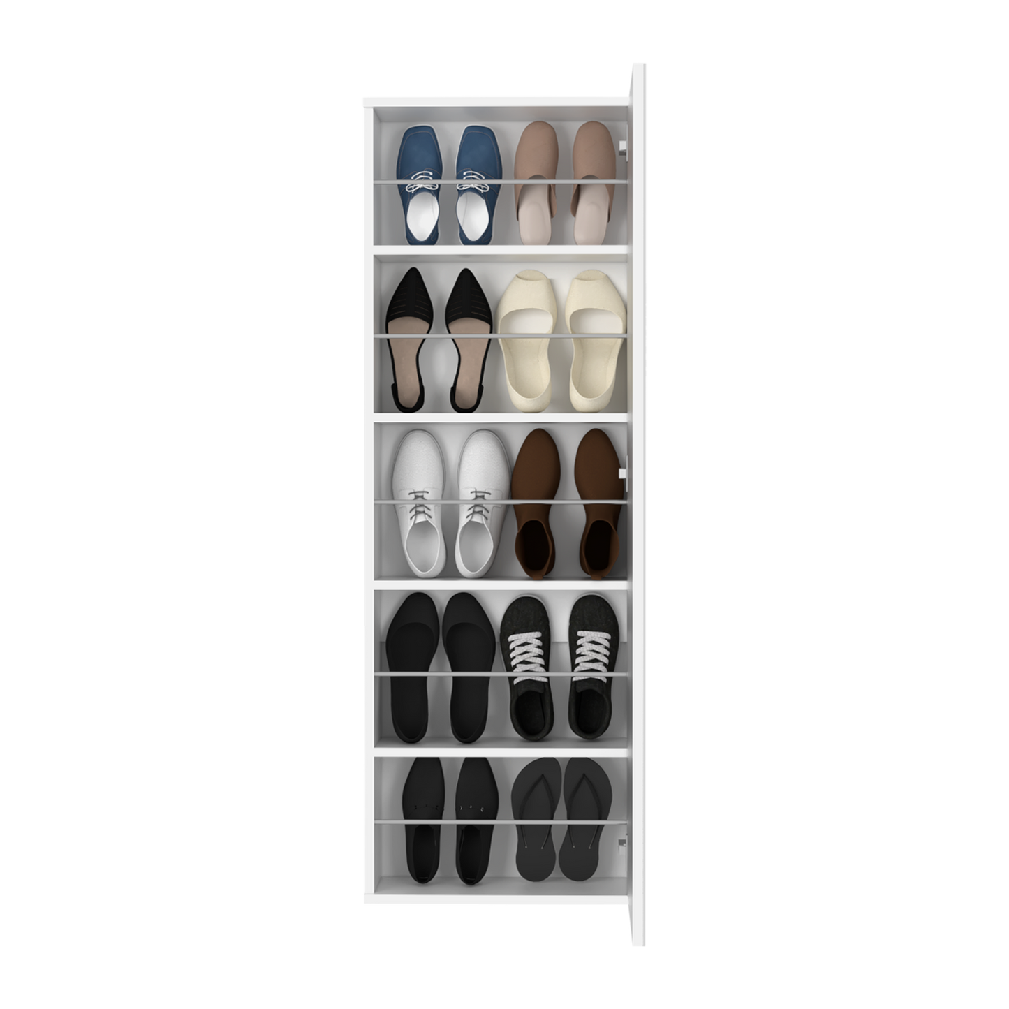 Wall Mounted Shoe Rack With Mirror Chimg, Single Door, White Finish-3