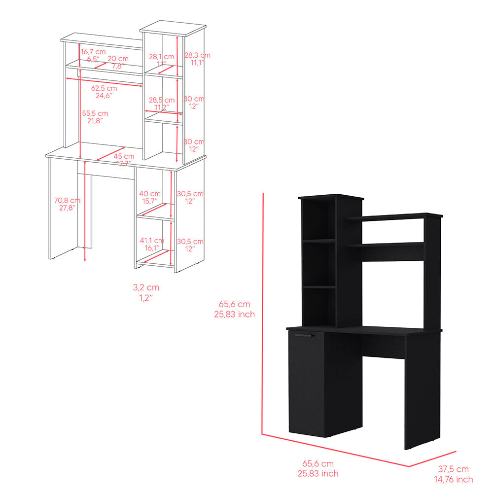 Computer Desk Dumas, Hutch, Multi Storage, Black Wengue Finish-5