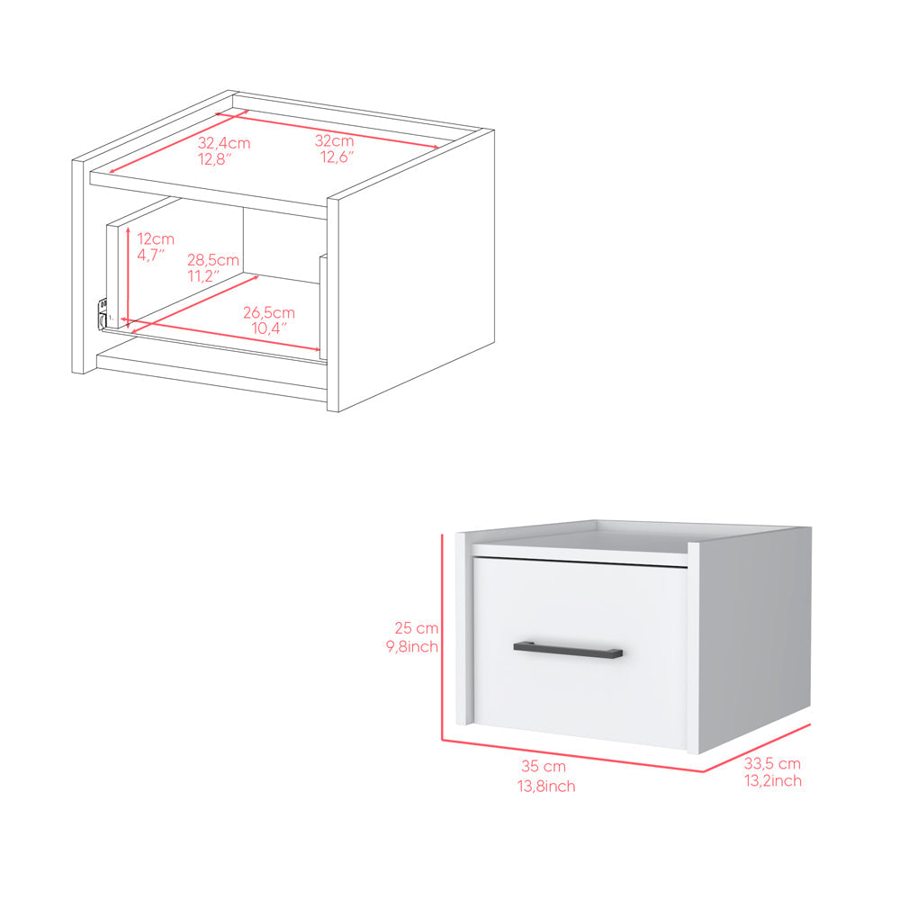 Floating Nightstand Calion, White Finish-3