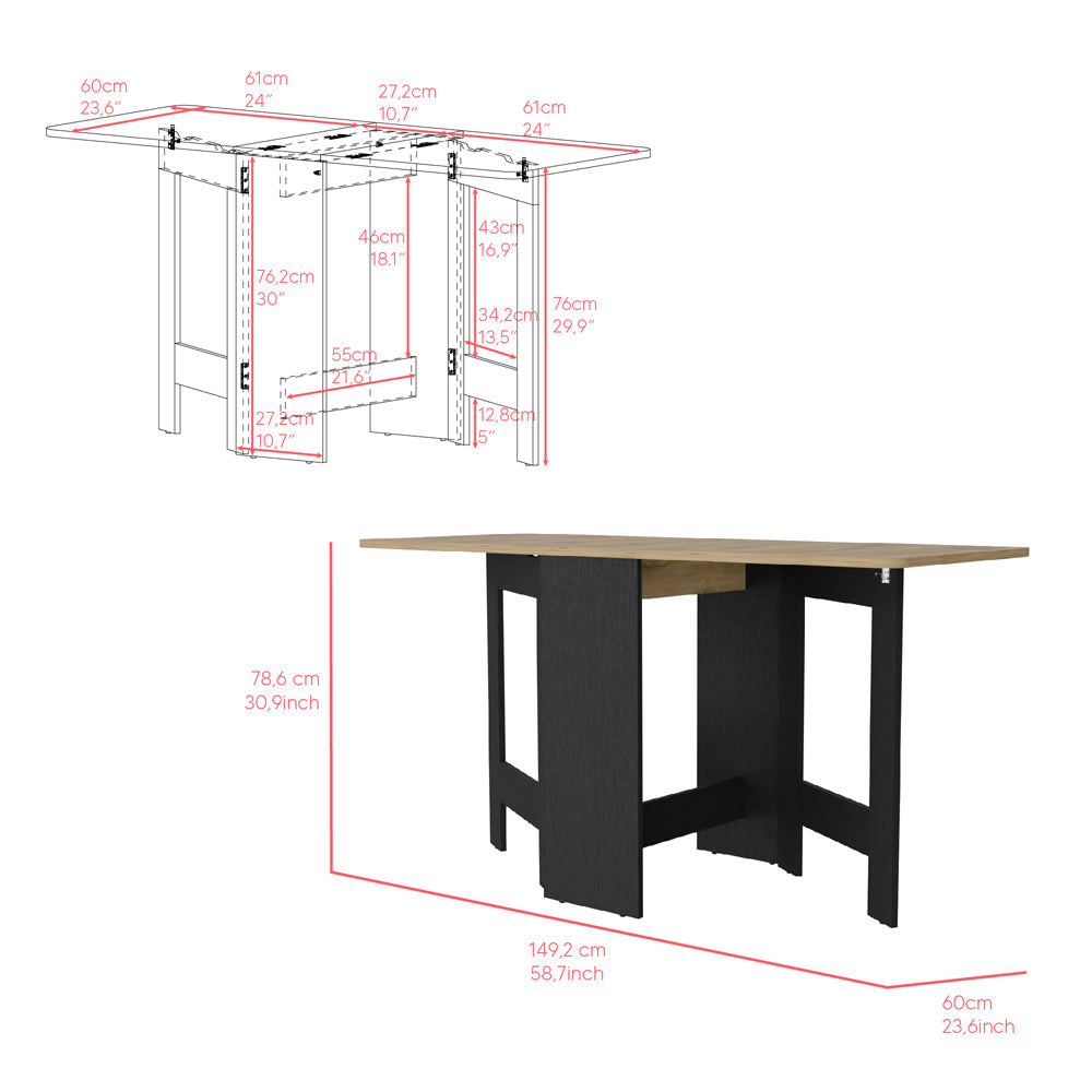 Folding Dining Table Evart, Black Wengue / Macadamia Finish-4