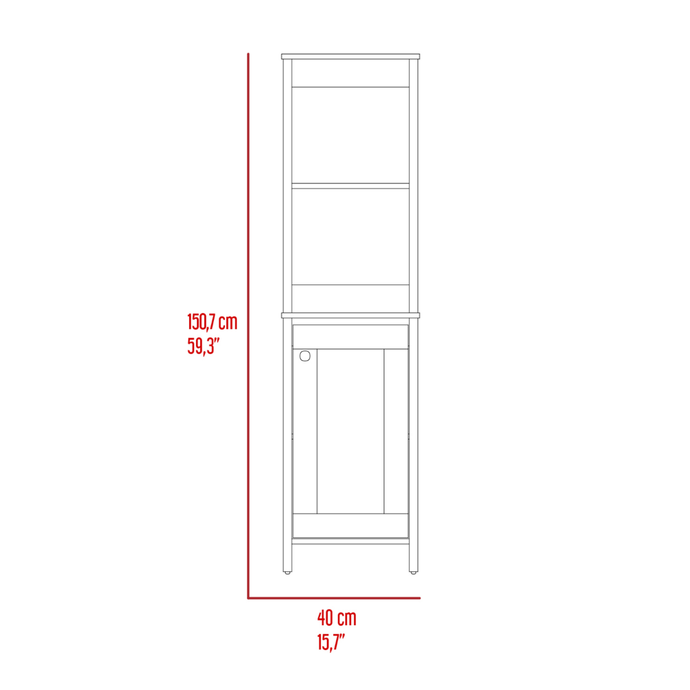 Linen Cabinet Jannes, Two Open Shelves, Single Door, Light Gray Finish-4