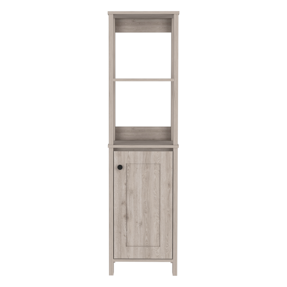 Linen Cabinet Jannes, Two Open Shelves, Single Door, Light Gray Finish-2