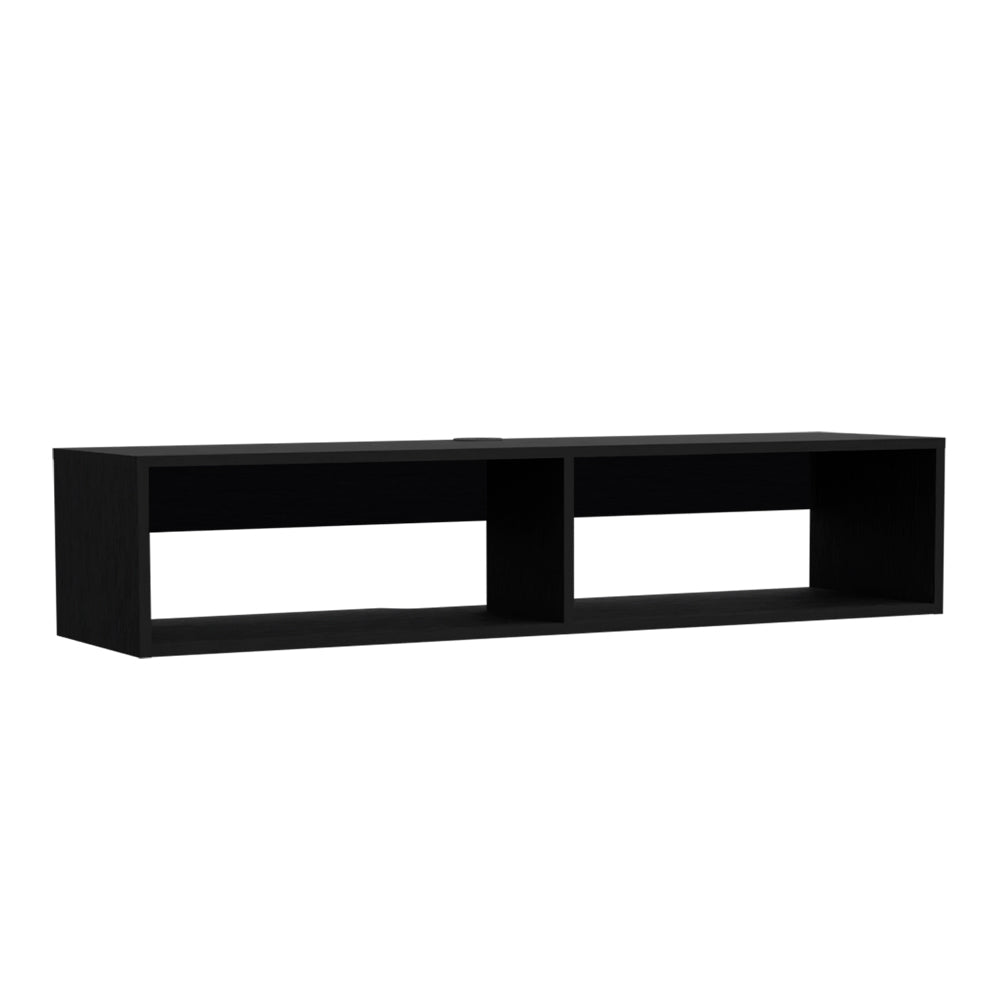 Entertainment Center Shelley, Two Open Shelves, Black Wengue Finish-5