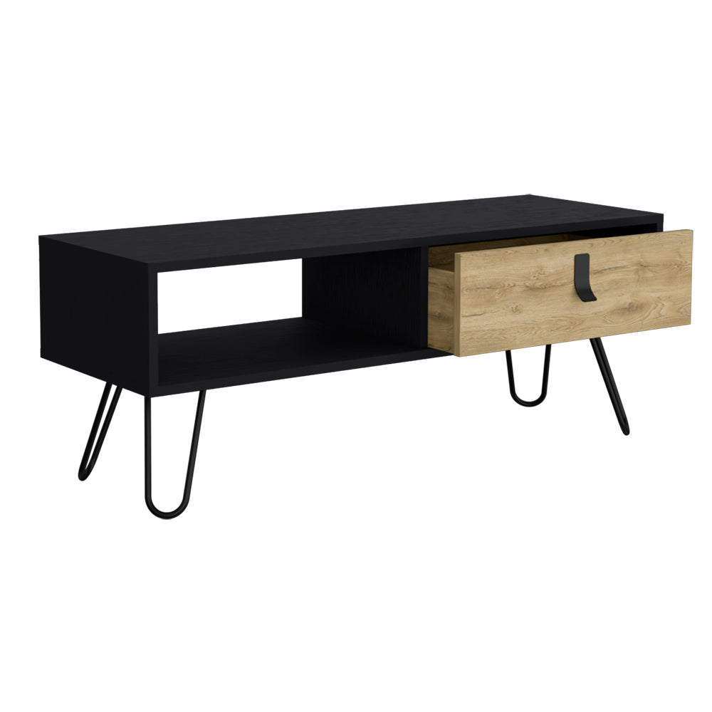 Magness Coffee Table: Dual-Tone Design with Storage, Black Wengue / Macadamia Finish-5