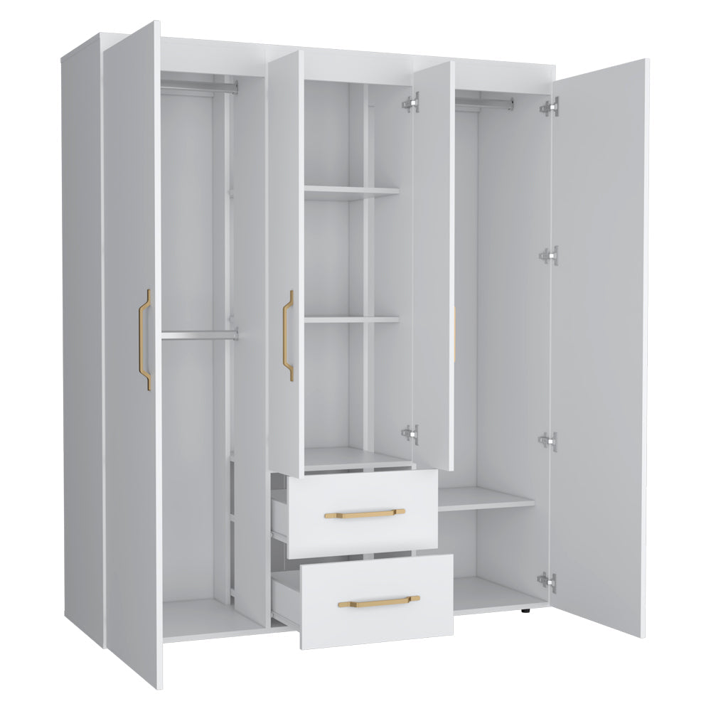 Armoire Elma, Two Drawers, Three Cabinets, White Finish-4