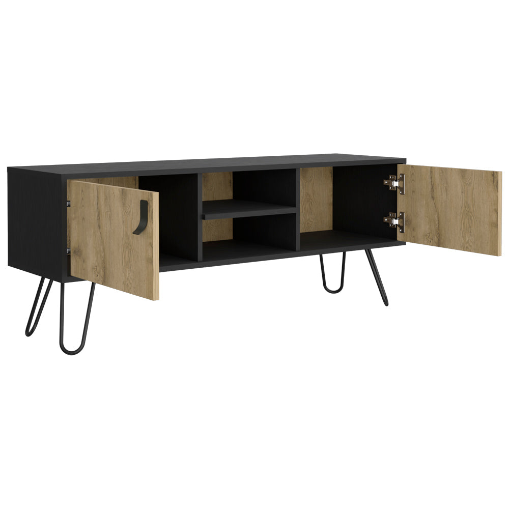 Tv Stand B Magness  Sleek Storage with Cabinets & Shelves, Black/Macadamia Finish-6