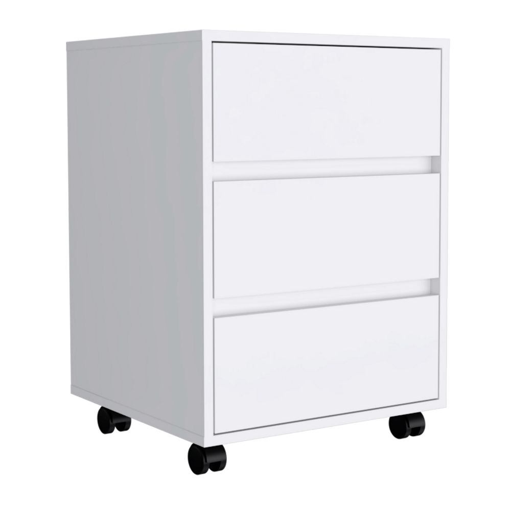 Three Drawers Bang, Filing Cabinet, Roller Blade Glide, White Finish-4