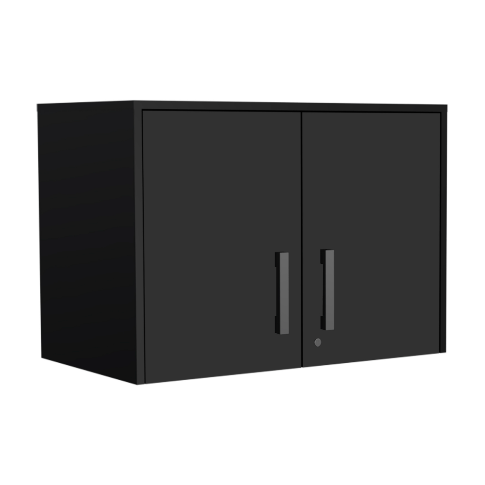 Wall Storage Cabinet Lions, 3 Shelves, Double Door, Black Wengue Finish-4