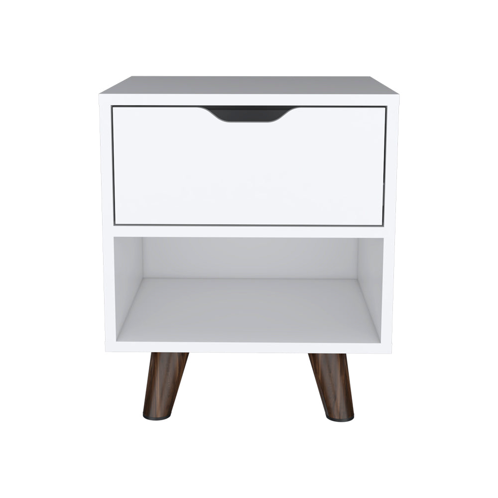 Nightstand Carleen, Roomy Drawer, Sturdy Wooden Legs, White Finish-5